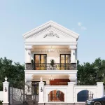 Tổng thể mẫu nhà ống 2 tầng tân cổ điển