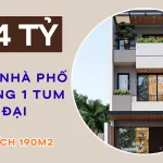 Mẫu nhà phố 2 tầng 1 tum 5x15m hiện đại