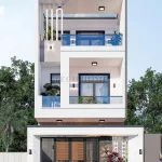 Tổng thể mẫu nhà phố 2 tầng 1 tum hiện đại