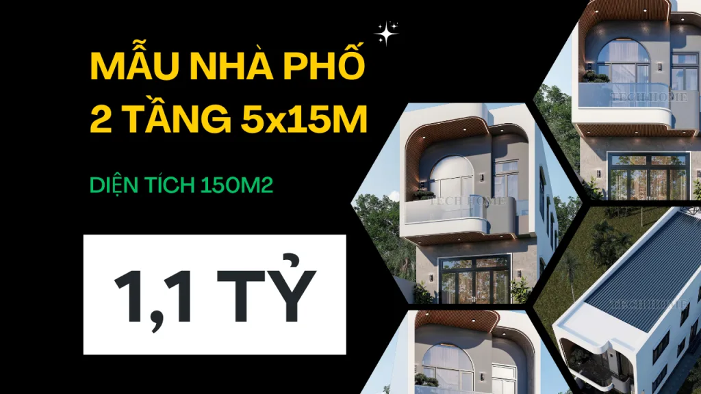 mẫu nhà phố 2 tầng 5x15m