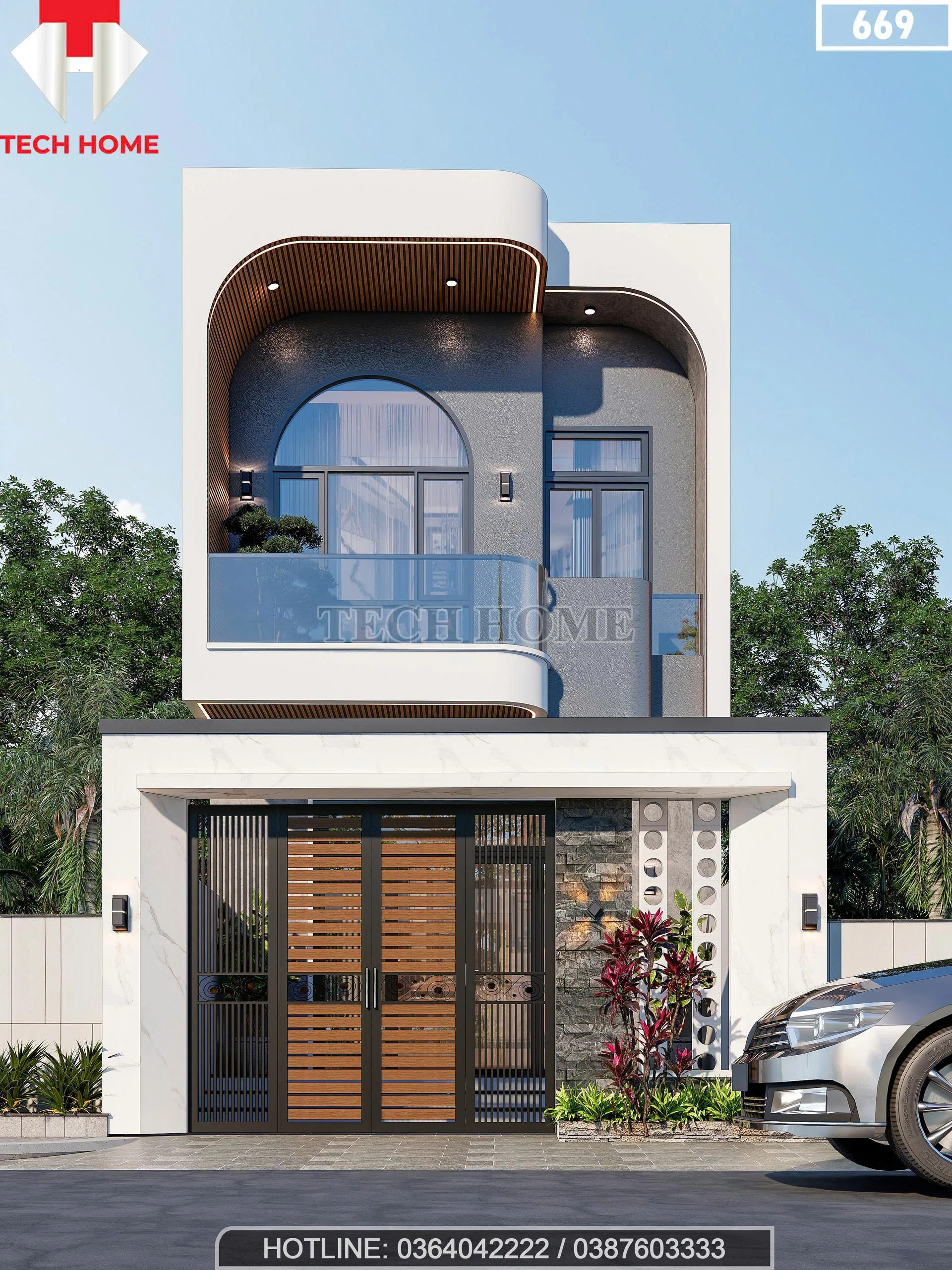 Tổng thể mẫu nhà phố 2 tầng 5x15m