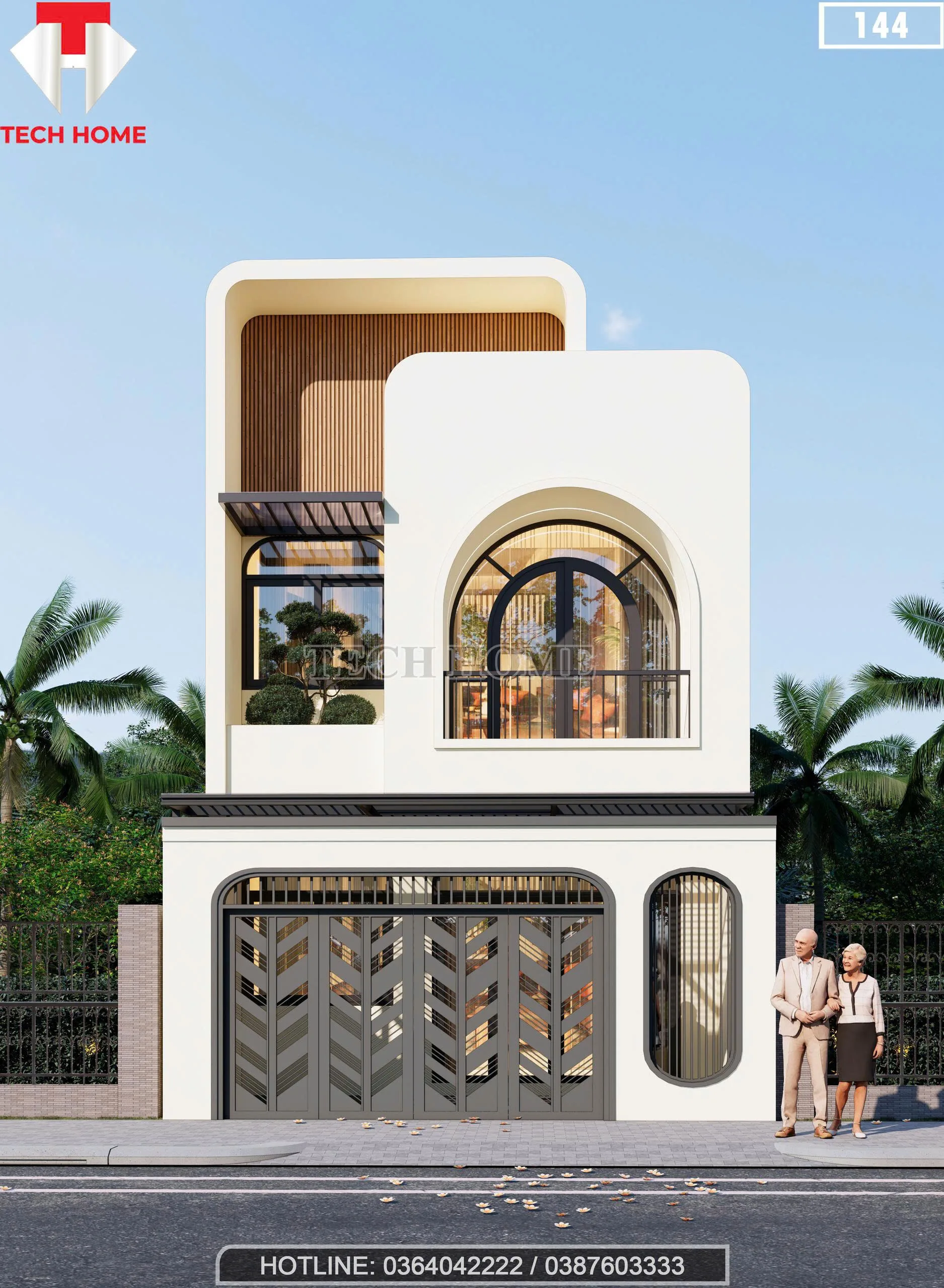 Tổng thể mẫu nhà phố 2 tầng hiện đại