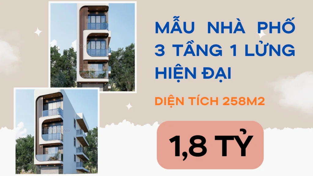 mẫu nhà phố 3 tầng 1 lửng hiện đại