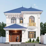 Phối cảnh mặt tiền mẫu nhà mái Nhật 2 tầng tân cổ điển sang trọng tại Tuyên Quang.