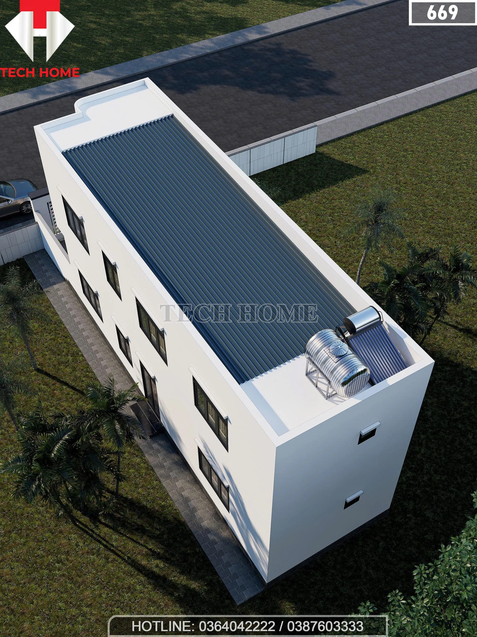 Tổng thể mẫu nhà phố 2 tầng 5x15m