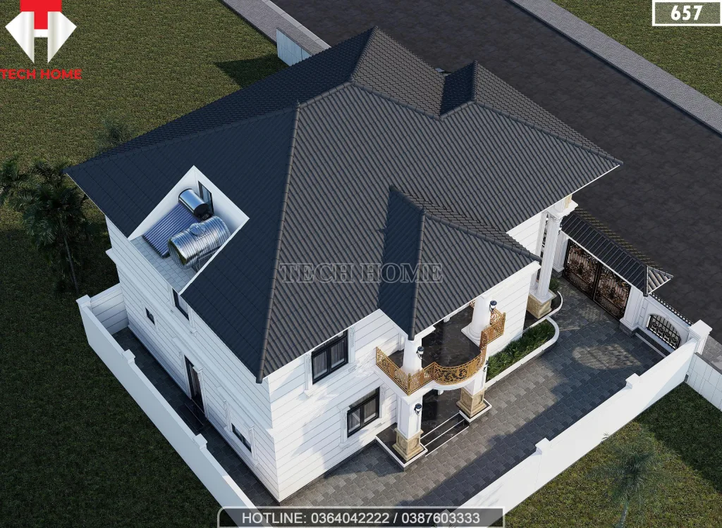 Tổng thể mẫu biệt thự 2 tầng tân cổ điển