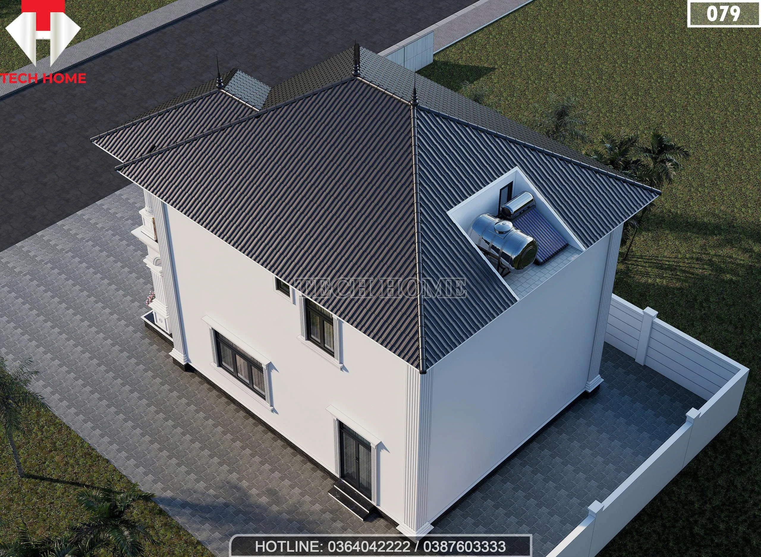 Tổng thể mẫu biệt thự tân cổ điển 2 tầng