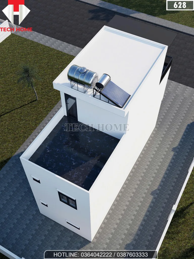 Tổng thể Mẫu nhà phố 2 tầng 1 tum hiện đại