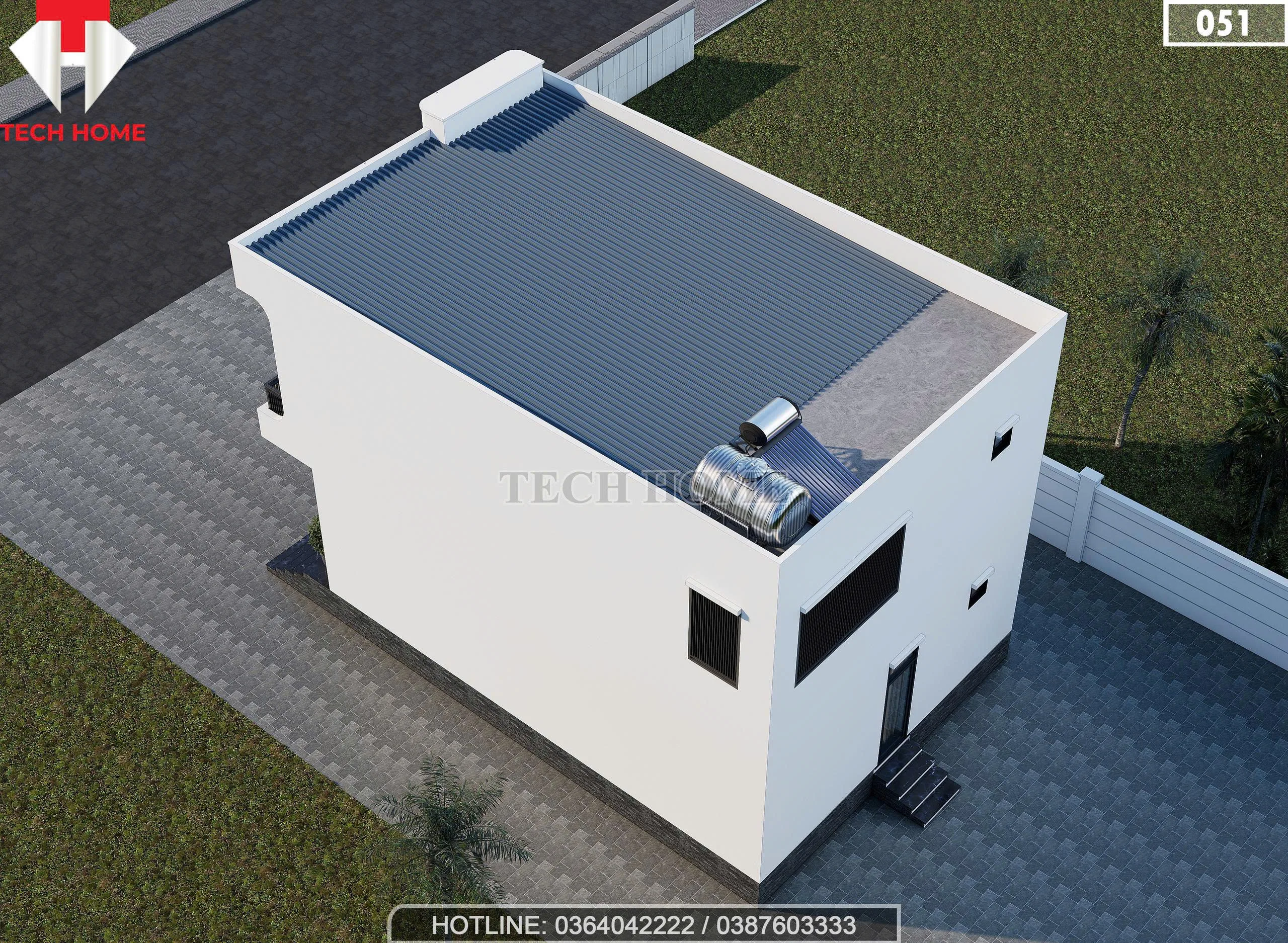 Tổng thể Mẫu nhà 2 tầng hiện đại 8x11m