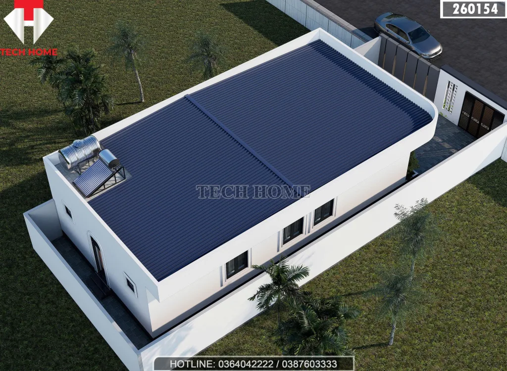 tổng thể từ trên cao nhà cấp 4 mái bằng