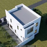 Tổng thể mẫu nhà 2 tầng mái bằng hiện đại