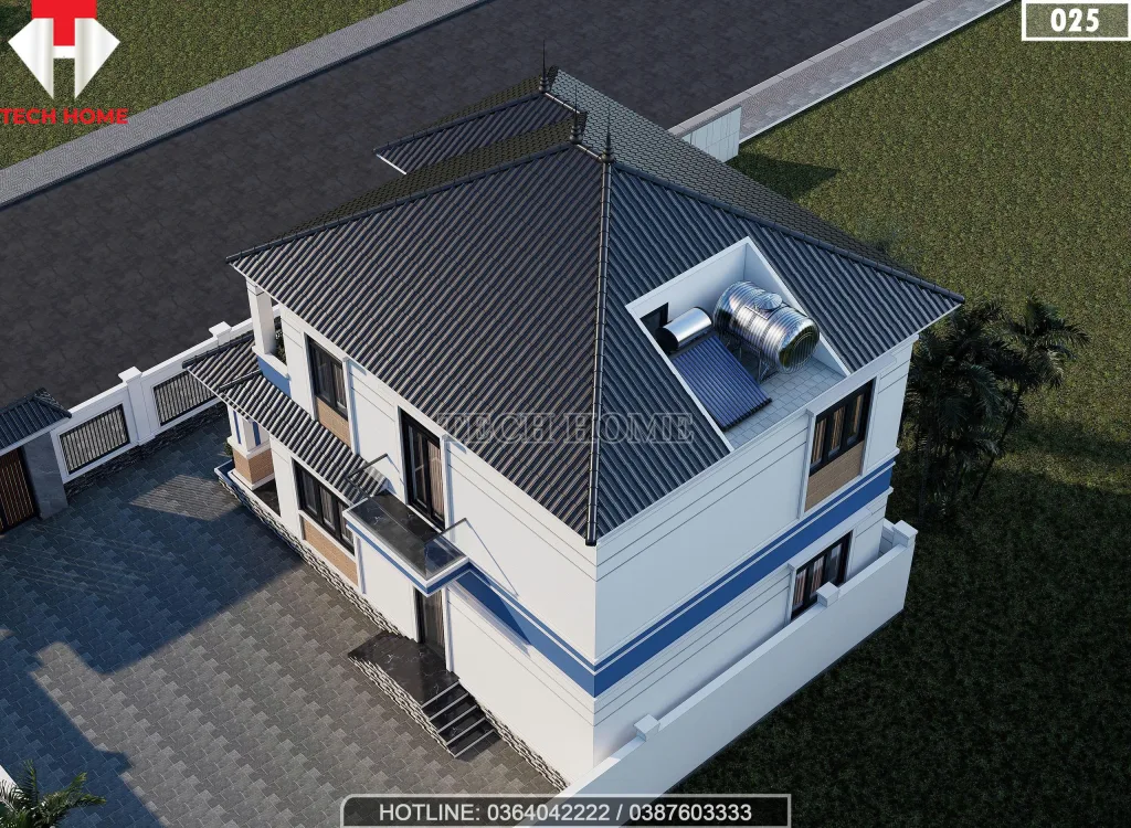 Tổng thể mẫu nhà mái Nhật 2 tầng đẹp