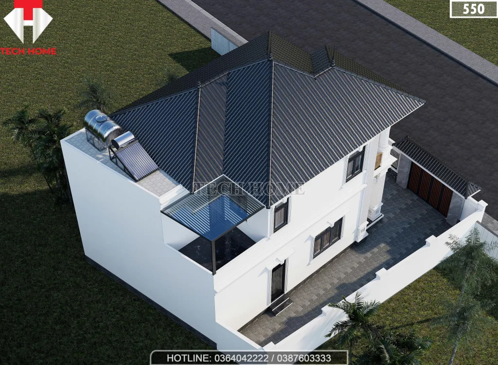 Tổng thể mẫu nhà 2 tầng mái Nhật