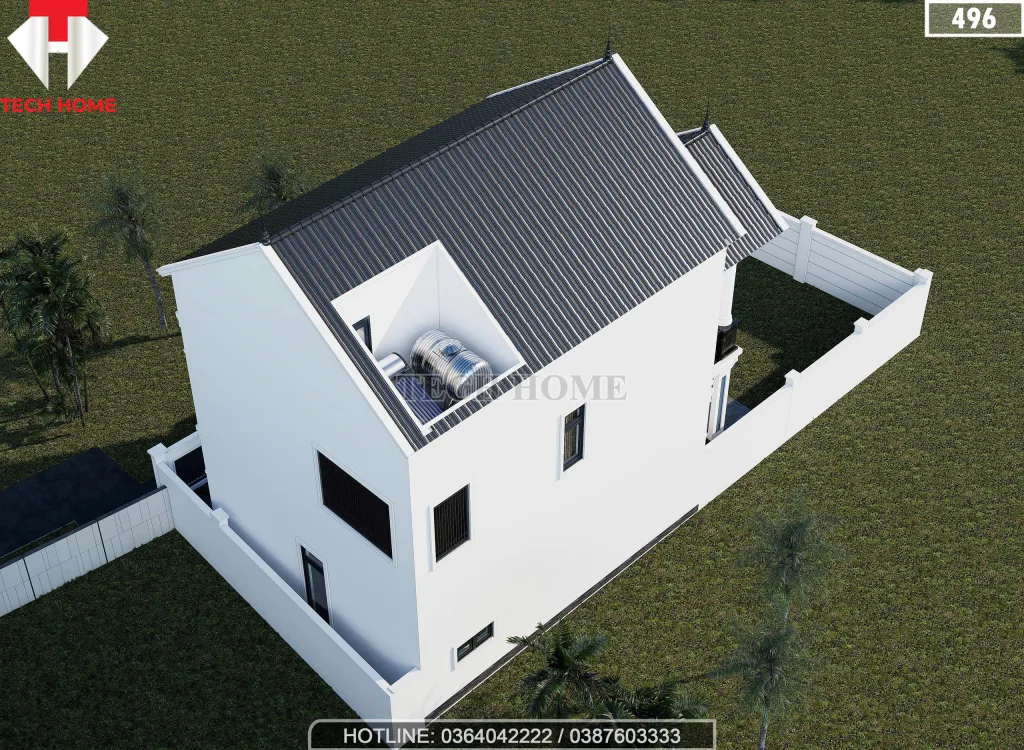 Tổng thể mẫu nhà 2 tầng mái Thái đẹp