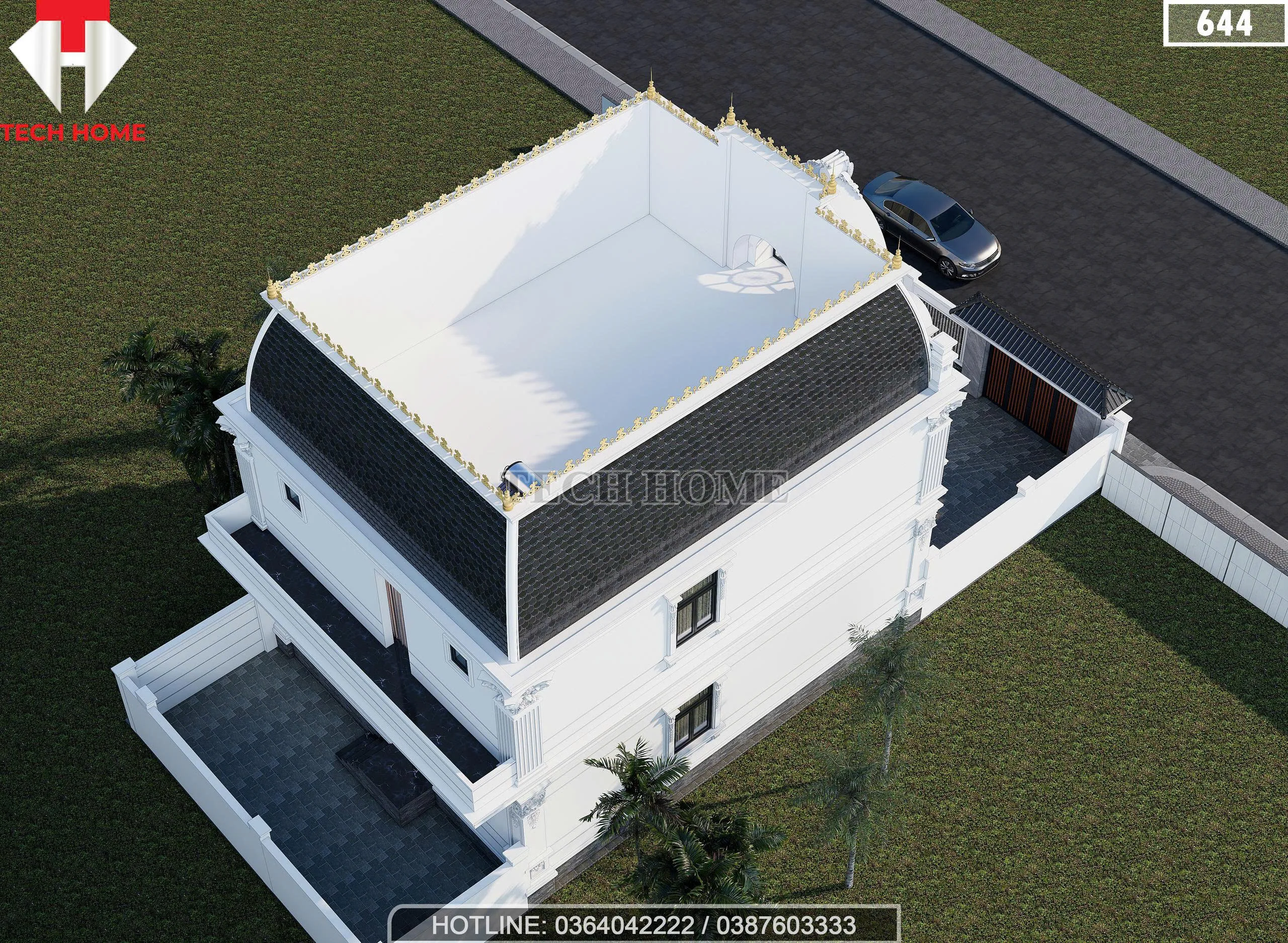 Tổng thể mẫu biệt thự 2 tầng tân cổ điển