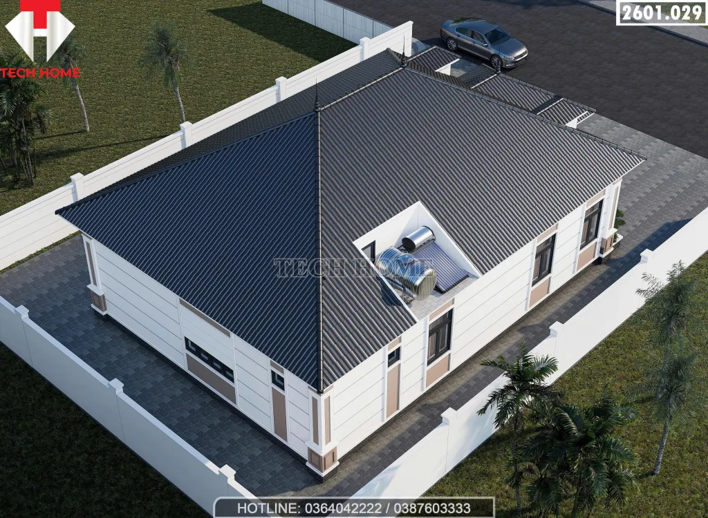 Tổng thể mẫu nhà mái Nhật 1 tầng