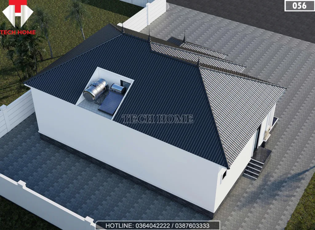 Tổng thể mẫu nhà mái Nhật 1 tầng