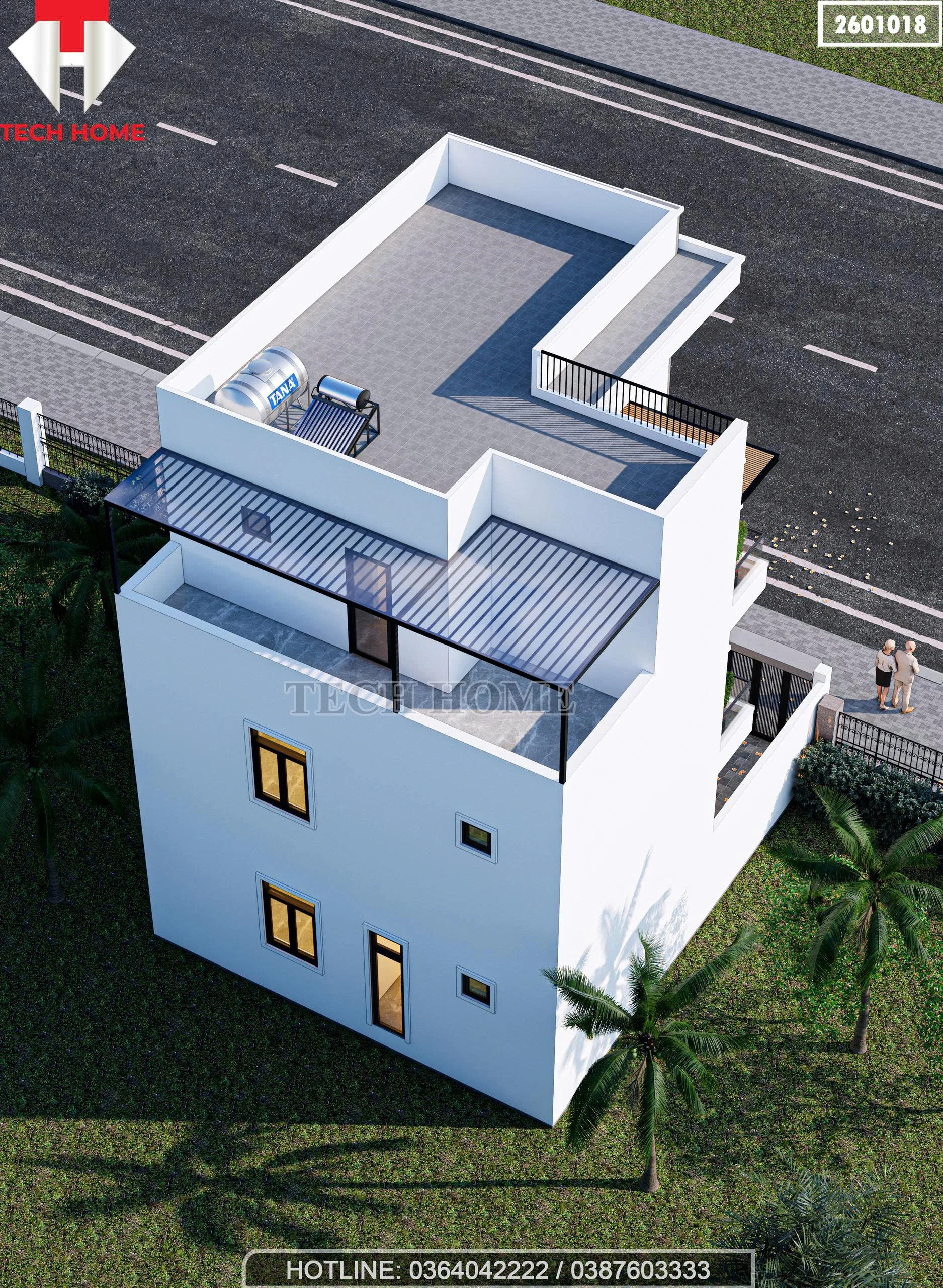 Tổng thể mẫu nhà phố 3 tầng hiện đại