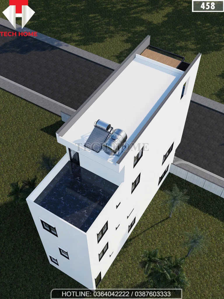 Tổng thể mẫu nhà phố 4 tầng hiện đại