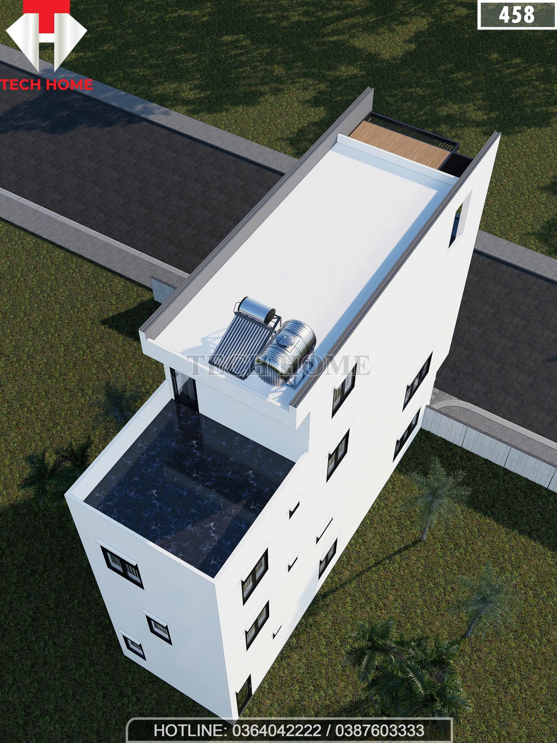 Tổng thể mẫu nhà phố 4 tầng hiện đại