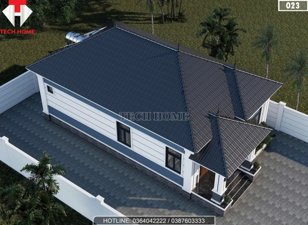 Tổng thể mẫu nhà cấp 4 mái Nhật 3 phòng ngủ