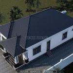 Tổng thể mẫu nhà cấp 4 mái Nhật 3 phòng ngủ diện tích 132m2 nhìn từ trên cao.