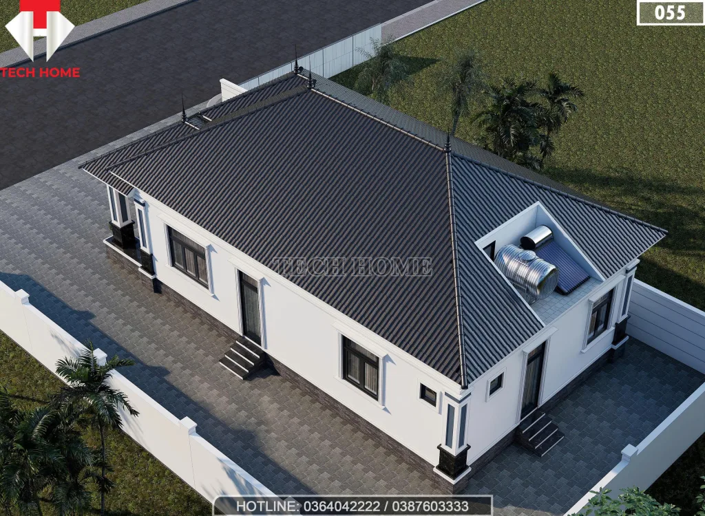 Tổng thể mẫu nhà cấp 4 mái Nhật 3 phòng ngủ