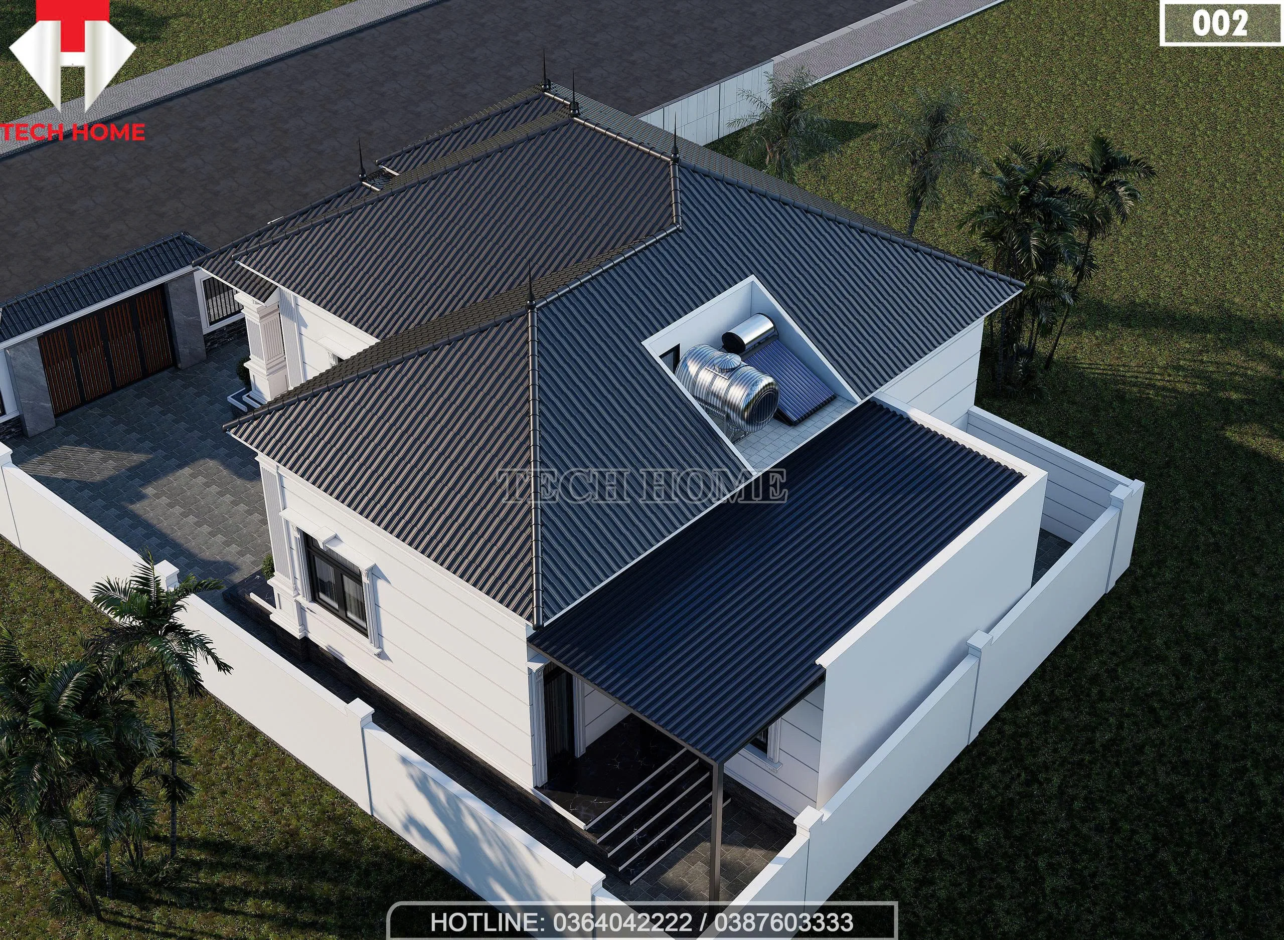 Tổng thể mẫu nhà cấp 4 mái Nhật 4 phòng ngủ