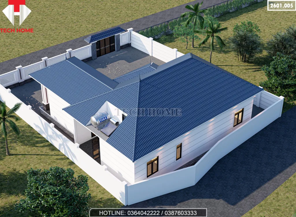 Tổng thể mẫu nhà cấp 4 mái Nhật 4 phòng ngủ