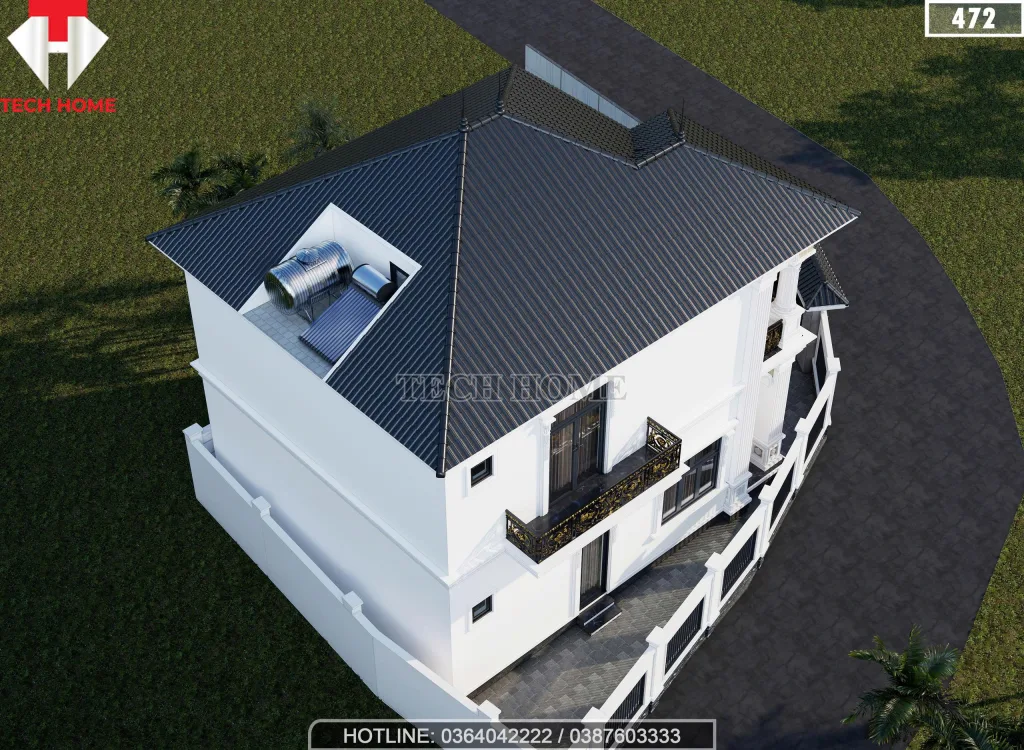 Tổng thể mẫu nhà mái Nhật 2 tầng tân cổ điển