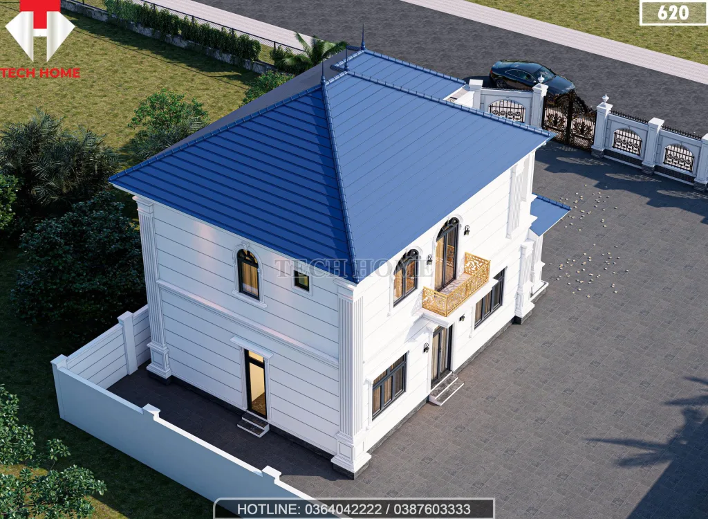 Tổng thể kiến trúc nhà mái Nhật 2 tầng tân cổ điển