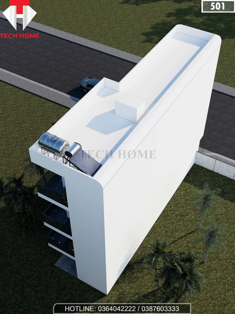 Tổng thể mẫu nhà phố 3 tầng 1 lửng hiện đại