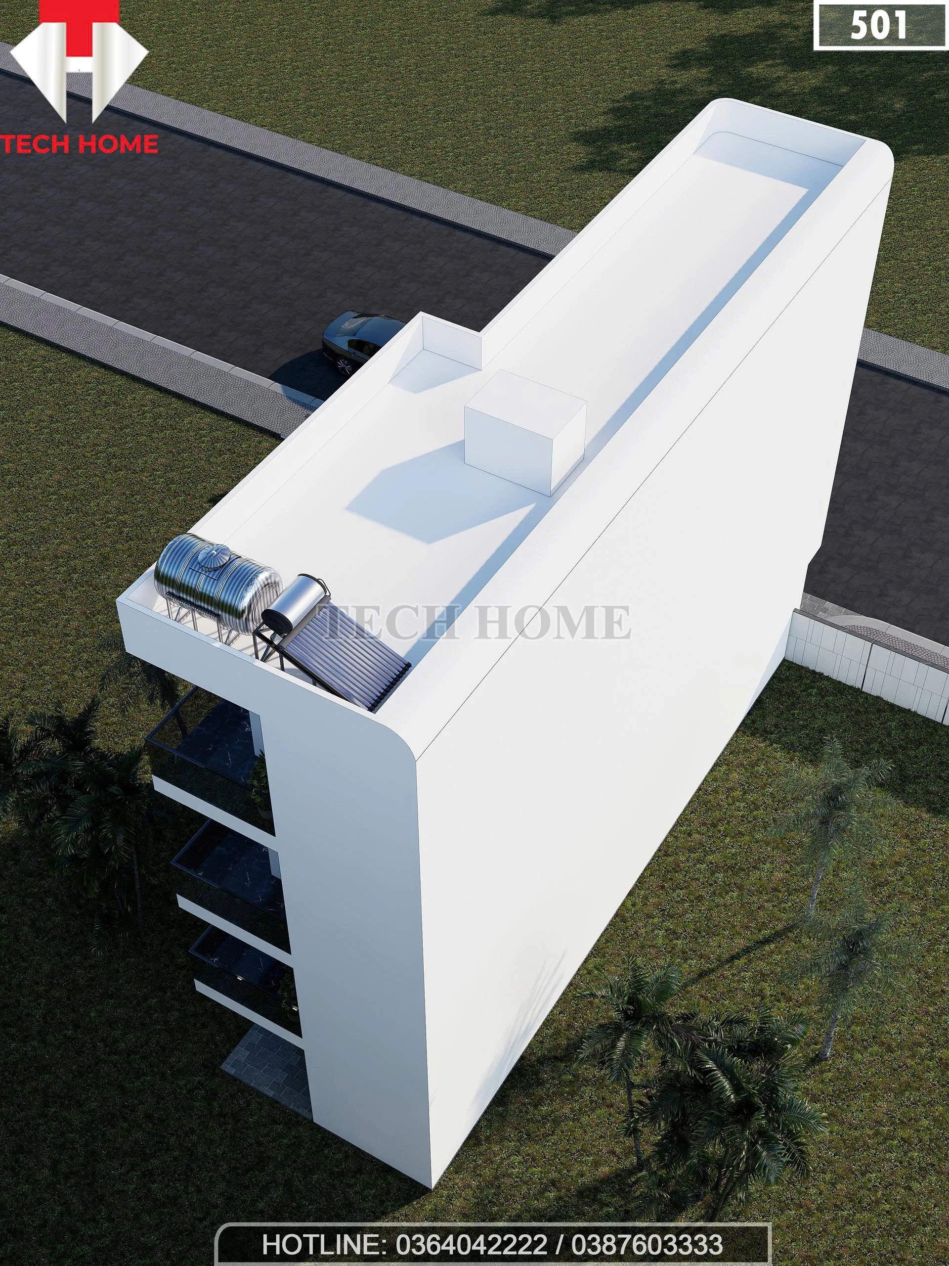 Tổng thể mẫu nhà phố 3 tầng 1 lửng hiện đại