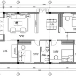 Bản vẽ bố trí công năng mẫu nhà cấp 4 mái Nhật 3 phòng ngủ, 1 phòng thờ diện tích 120m2.