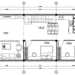 Bản vẽ bố trí công năng tầng 1 mẫu nhà 2 tầng 4 phòng ngủ diện tích 100m2 có phòng ngủ cho người già.