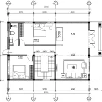 Bản vẽ bố trí công năng tầng 1 mẫu nhà 2 tầng mái Nhật tại Bắc Ninh diện tích 111m2 có phòng thờ.