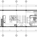 Bản vẽ bố trí công năng tầng 1 mẫu nhà ống 2 tầng 1 tum hiện đại diện tích 77m2 của Techhome.