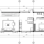Bản vẽ bố trí công năng tầng 1 mẫu nhà ống 2 tầng hiện đại diện tích 80m2 của Techhome.