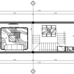 Bản vẽ bố trí công năng tầng 1 mẫu nhà phố 3 tầng hiện đại diện tích thiết kế 71m2.