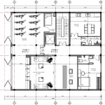 Bản vẽ mặt bằng công năng tầng 1 mẫu nhà phố tân cổ điển 4 tầng kết hợp khu vực kinh doanh.