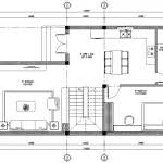 Bản vẽ mặt bằng công năng tầng 1 mẫu nhà phố 2 tầng hiện đại diện tích 85m2.