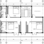 Bản vẽ mặt bằng công năng tầng 2 mẫu nhà 2 tầng hiện đại 100m2 gồm 3 phòng ngủ.