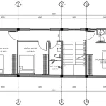 Bản vẽ bố trí công năng tầng 2 mẫu nhà ống 3 tầng hiện đại diện tích 64m2 gồm 3 phòng ngủ.