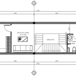 Bản vẽ bố trí công năng tầng 2 mẫu nhà phố 3 tầng hiện đại diện tích thiết kế 76m2.