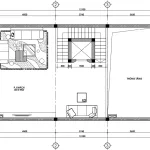 Bản vẽ bố trí công năng tầng 2 mẫu nhà phố tân cổ điển 5 tầng diện tích 85m2 có phòng khách.
