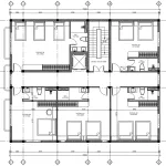 Bản vẽ mặt bằng công năng tầng 2,3,4 mẫu nhà phố tân cổ điển 4 tầng kết hợp khu vực kinh doanh.