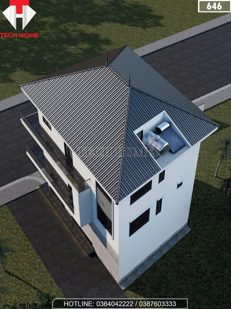 Chi tiết hệ mái Nhật và vị trí đặt téc nước năng lượng mặt trời tối ưu thẩm mỹ