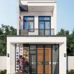 Thiết kế cổng và sân trước mẫu nhà ống 2 tầng 4x15m sang trọng, tinh tế.