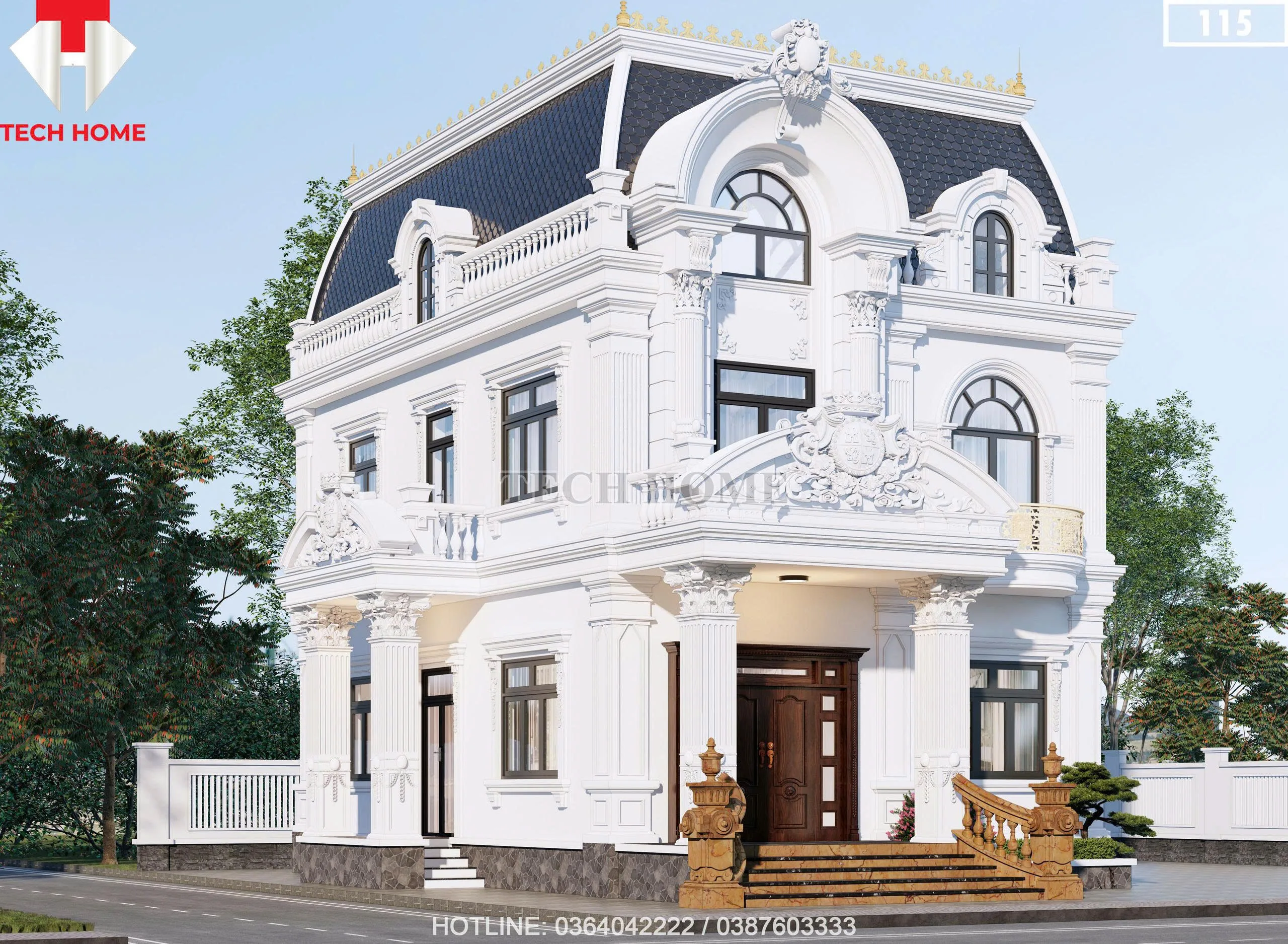 Góc nghiêng biệt thự tân cổ điển 2 tầng