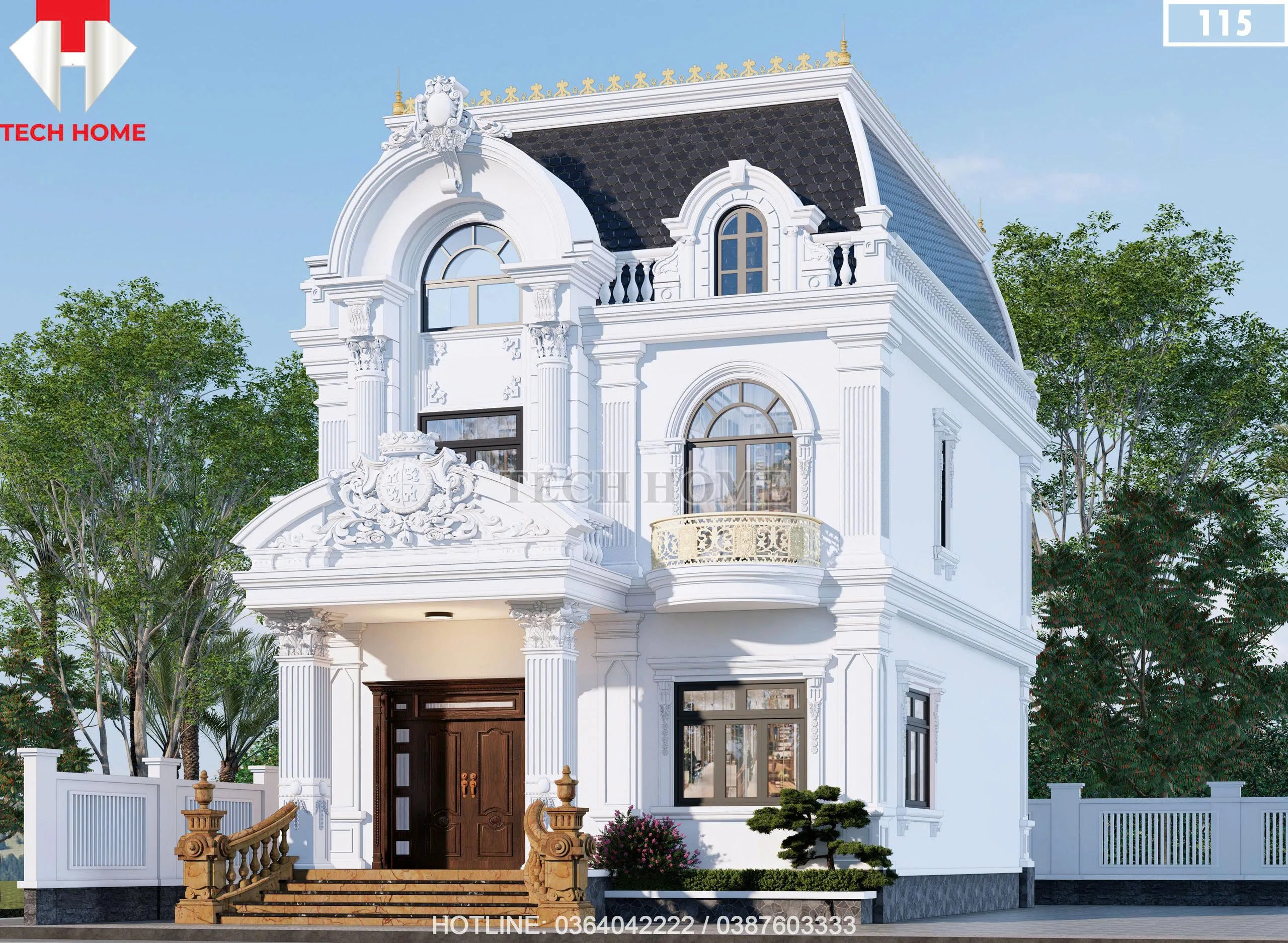 Góc nghiêng biệt thự tân cổ điển 2 tầng